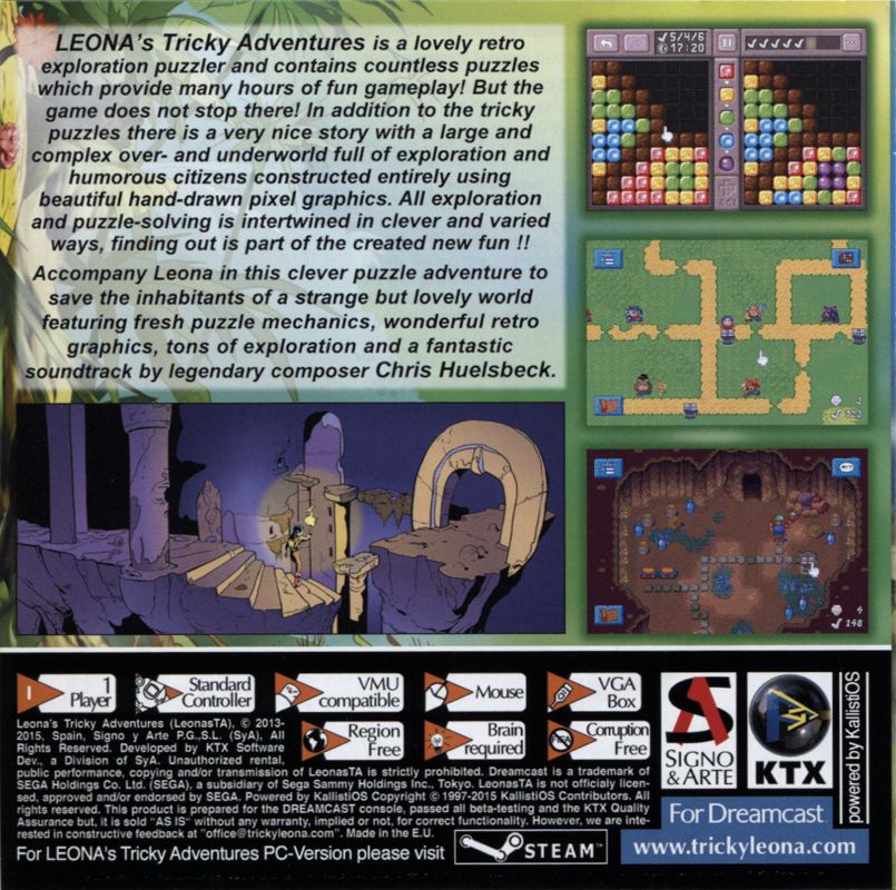Inside Cover for Leona's Tricky Adventures (Dreamcast) (Game works also on NTSC systems): Left