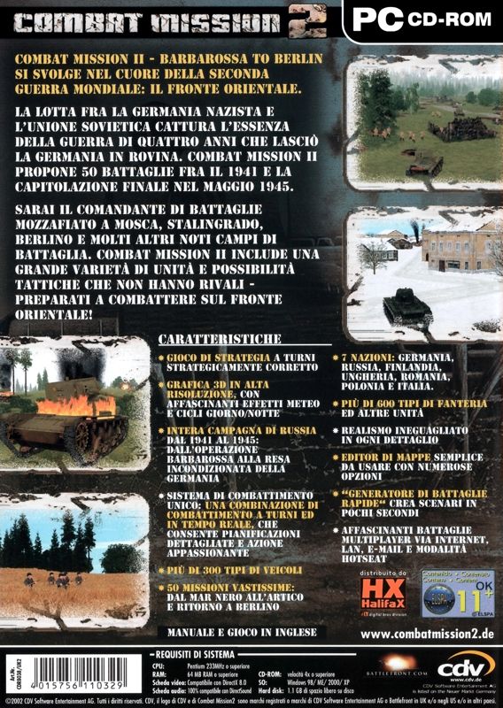 Back Cover for Combat Mission II: Barbarossa to Berlin (Windows)