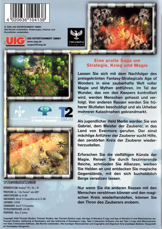 Back Cover for Age of Wonders II: The Wizard's Throne (Windows) (Game Now release (2009))