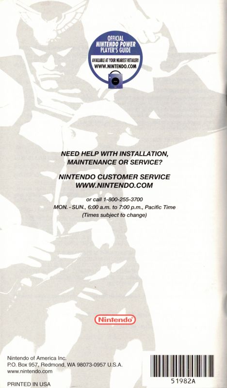 Manual for F-Zero GX (GameCube): Back