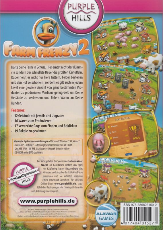 Back Cover for Farm Frenzy 2 (Windows) (Purple Hills re-release)