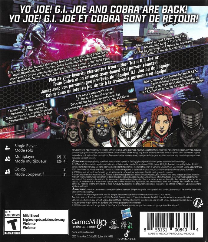 Back Cover for G.I. Joe: Operation Blackout (Xbox One)