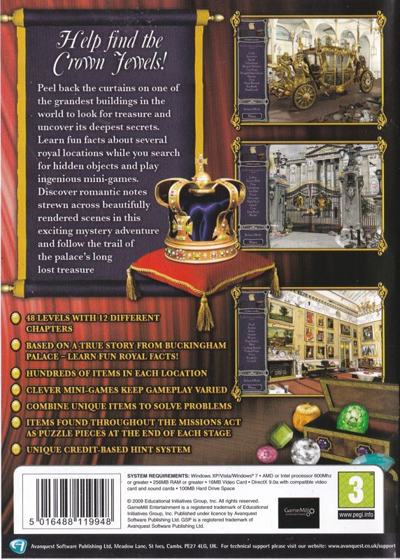Back Cover for Hidden Mysteries: Buckingham Palace (Windows) (GSP release)