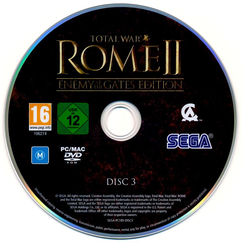 Media for Total War: Rome II - Enemy at the Gates Edition (Macintosh and Windows): Disc 3