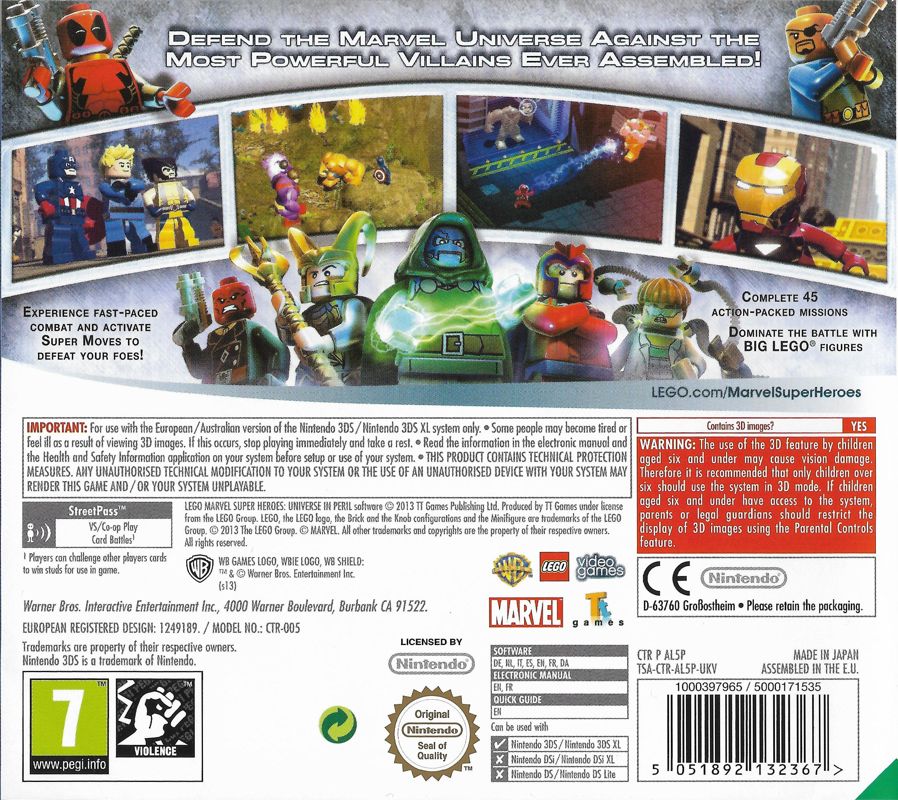 Back Cover for LEGO Marvel Super Heroes: Universe in Peril (Nintendo 3DS)