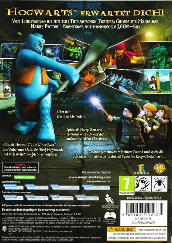 Back Cover for LEGO Harry Potter: Years 1-4 (Windows)