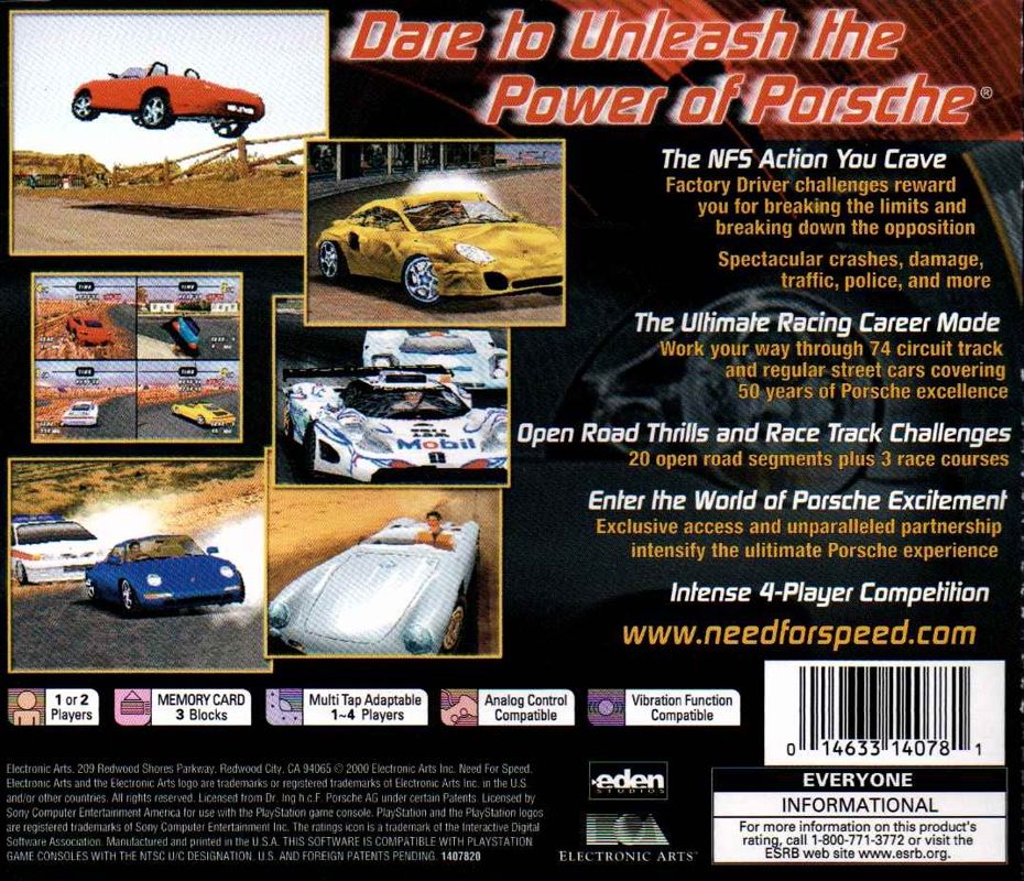 Back Cover for Need for Speed: Porsche Unleashed (PlayStation)