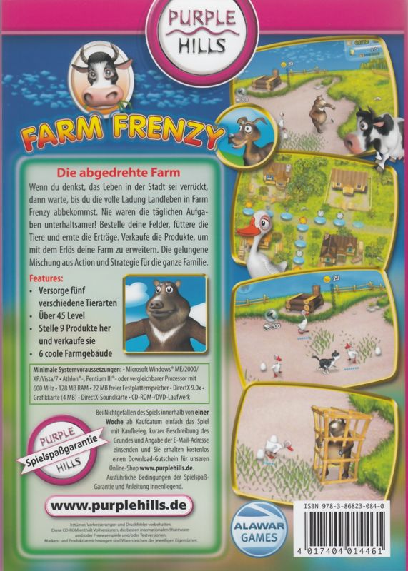 Back Cover for Farm Frenzy (Windows) (Purple Hills release)