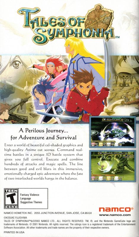 Manual for Baten Kaitos: Eternal Wings and the Lost Ocean (GameCube): Back