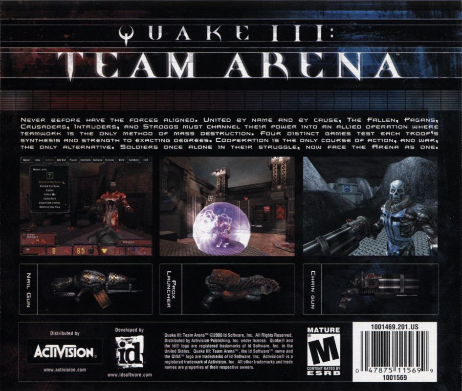 Other for Quake III: Team Arena (Windows): Jewel Case - Back