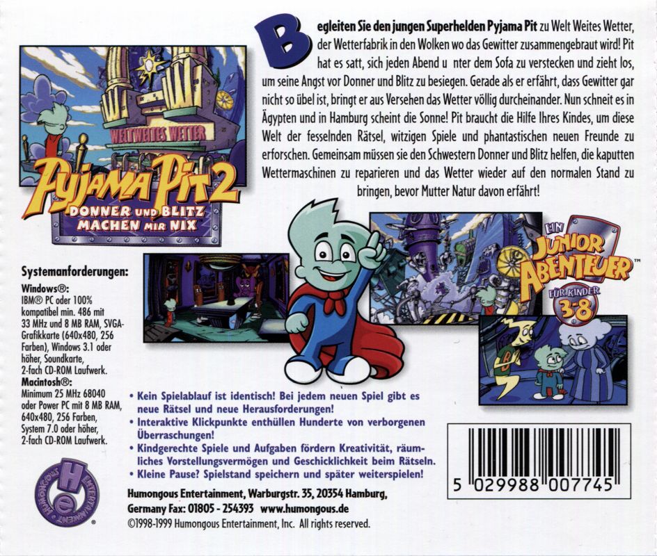 Other for Pajama Sam 2: Thunder and Lightning aren't so Frightening (Macintosh and Windows and Windows 3.x): Jewel Case - Back