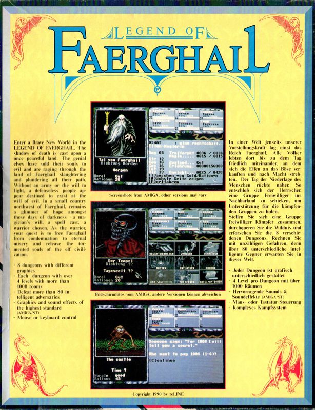 Back Cover for Legend of Faerghail (Amiga)