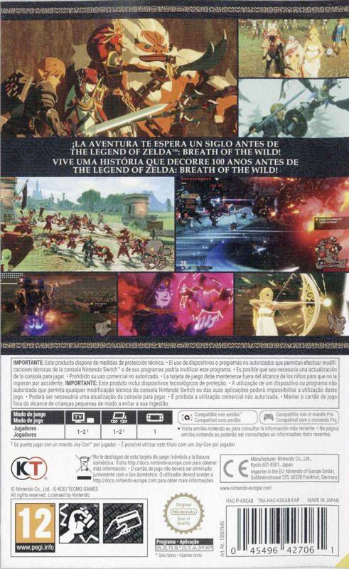 Back Cover for Hyrule Warriors: Age of Calamity (Nintendo Switch)