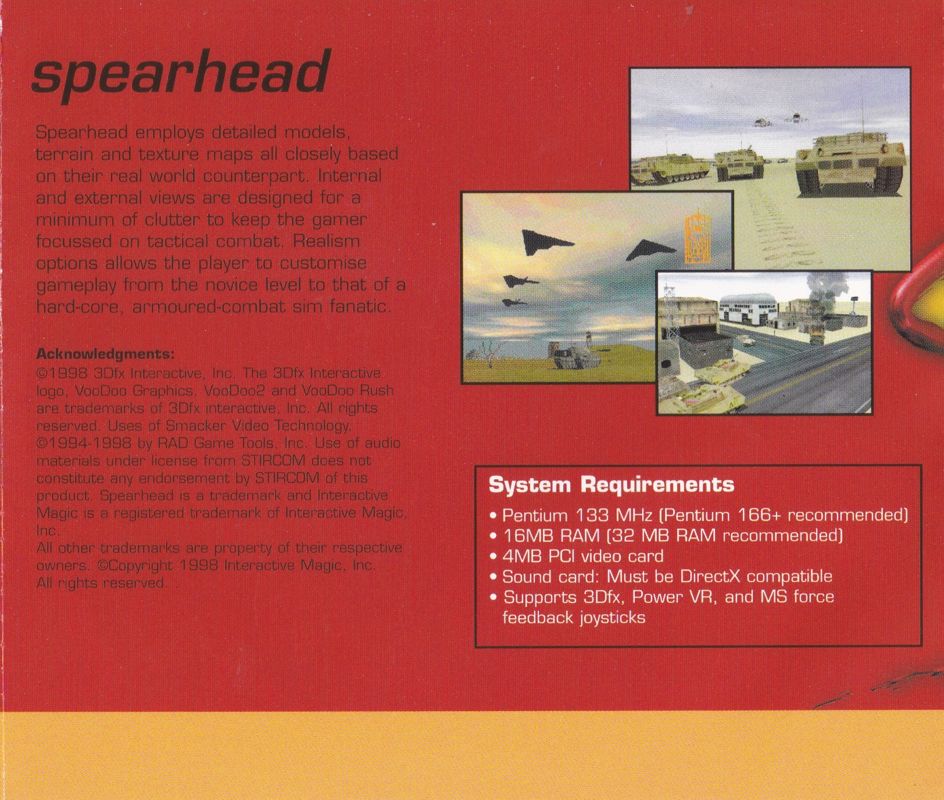 Back Cover for Spearhead (Windows) (PC Ace Covermount)