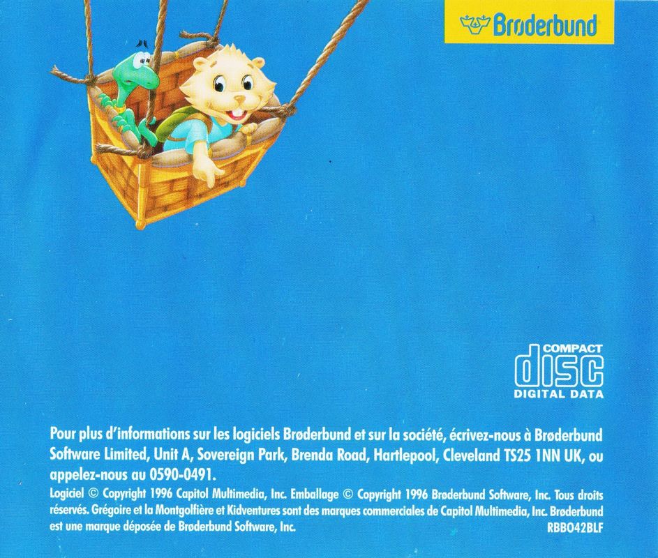 Other for Gregory and the Hot Air Balloon (Macintosh and Windows and Windows 16-bit): Jewel Case - Back