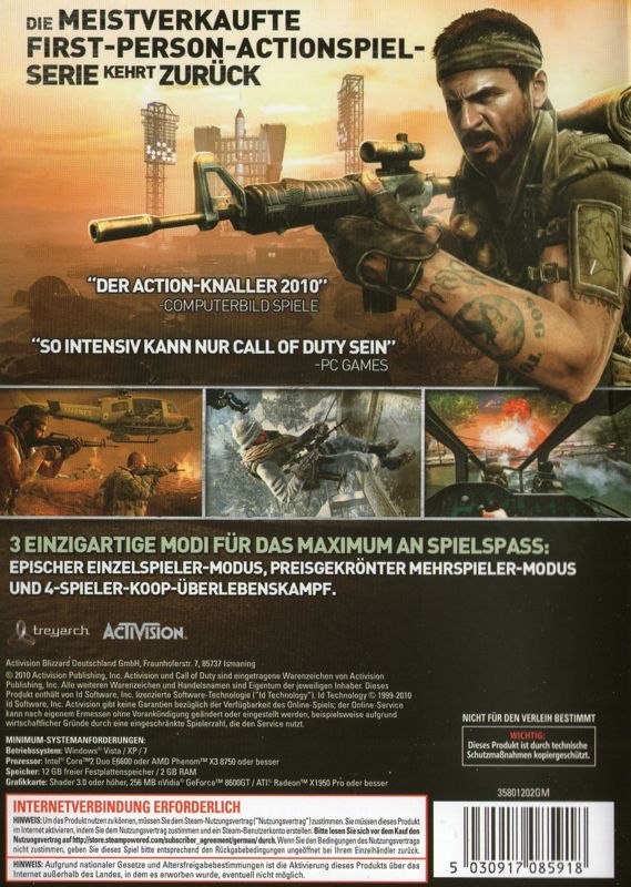 Back Cover for Call of Duty: Black Ops (Windows)