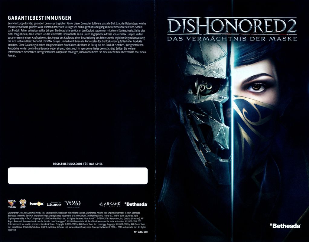 Other for Dishonored: Der Tod des Outsiders - Double Feature (Windows): Health/Safety/Warranty Info with Steam-Key for Dishonored 2 - Outside