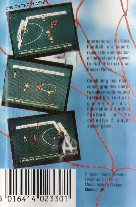 Back Cover for International 5-A-Side (Commodore 64)