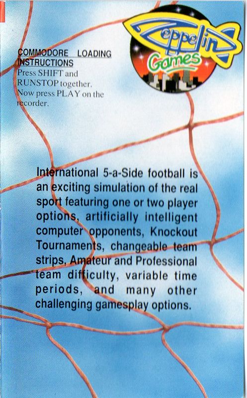 Inside Cover for International 5-A-Side (Commodore 64)