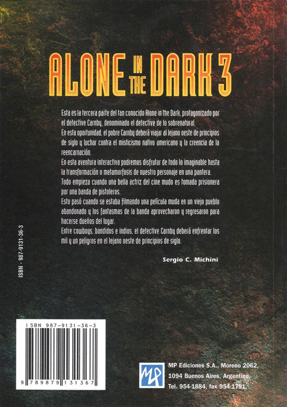 Manual for Alone in the Dark 3 (DOS) (PC Juegos Completos Edition (1997)): Back