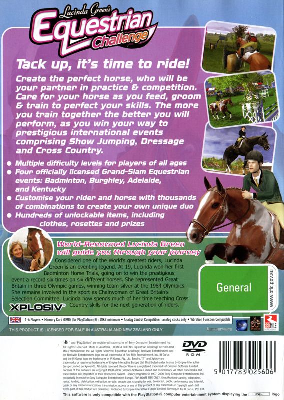 Back Cover for Lucinda Green's Equestrian Challenge (PlayStation 2)