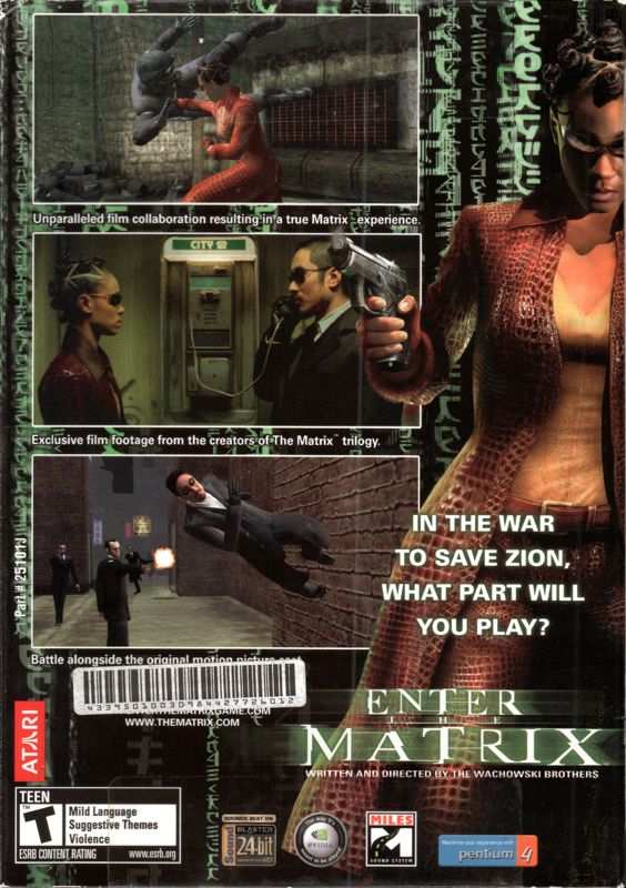Back Cover for Enter the Matrix (Windows) (DVD release)