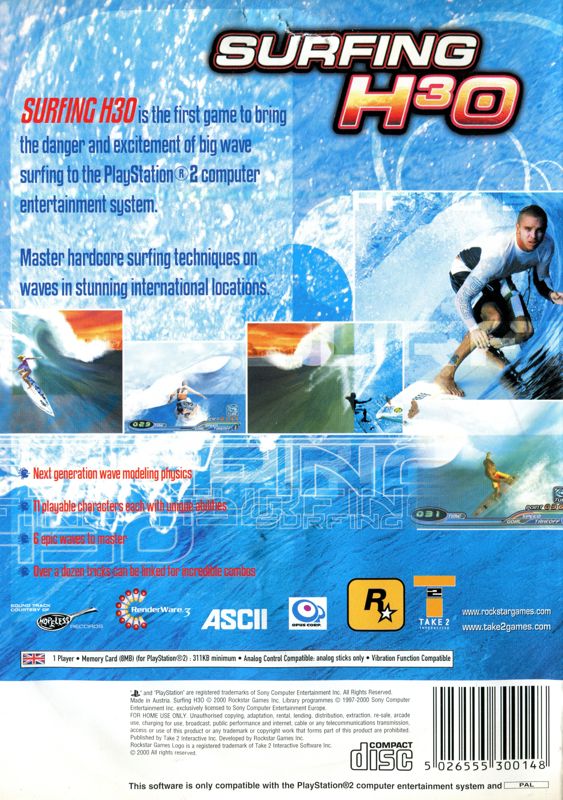 Back Cover for Surfing H³O (PlayStation 2)
