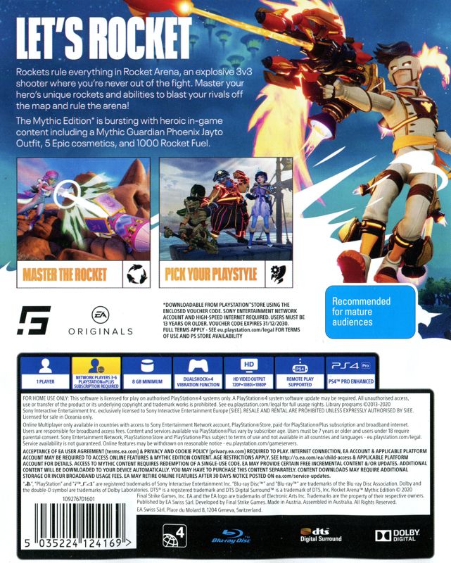 Back Cover for Rocket Arena (Mythic Edition) (PlayStation 4)