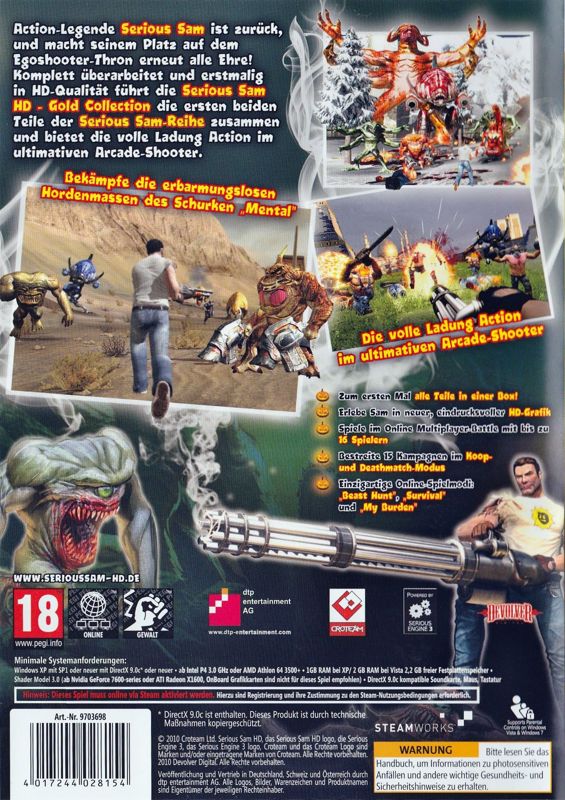 Back Cover for Serious Sam HD: Gold Edition (Windows)