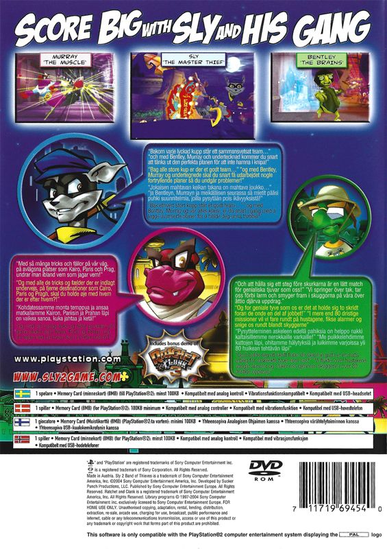 Back Cover for Sly 2: Band of Thieves (PlayStation 2)