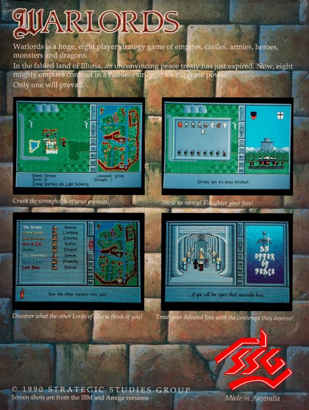 Back Cover for Warlords (DOS) (5.25" Disk Version)