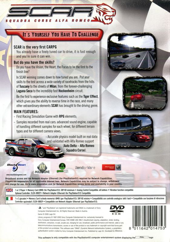 Back Cover for Alfa Romeo Racing Italiano (PlayStation 2)