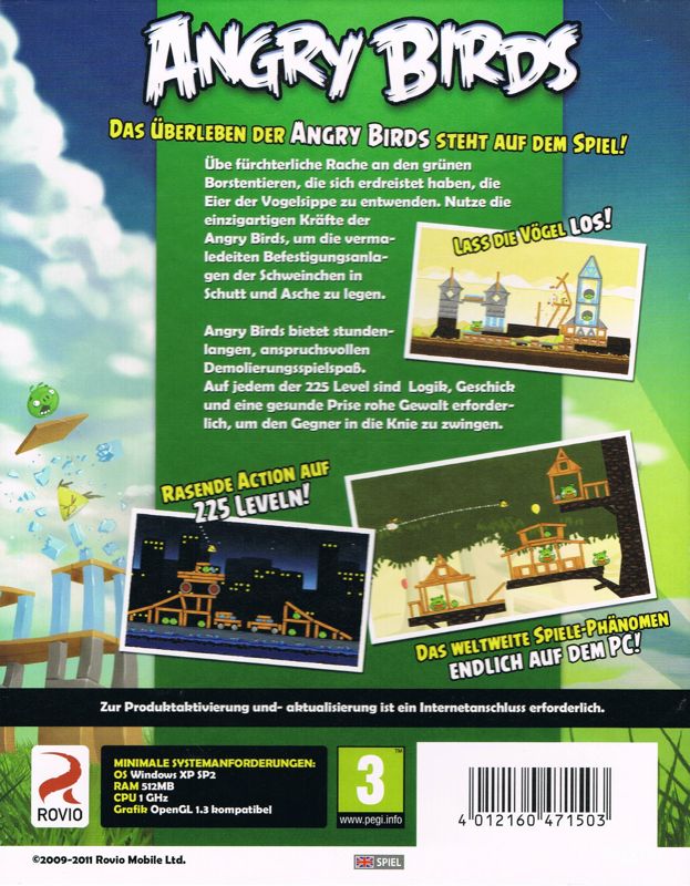 Back Cover for Angry Birds (Windows) (Software Pyramide release)
