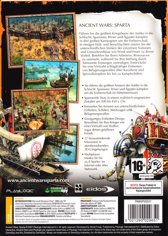 Back Cover for Ancient Wars: Sparta (Windows)