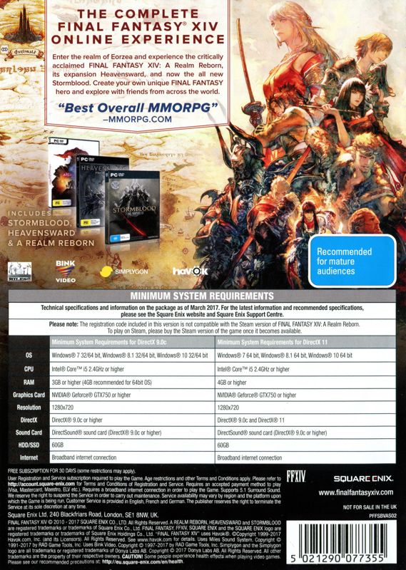 Final Fantasy XIV Online: Complete Edition cover or packaging material ...