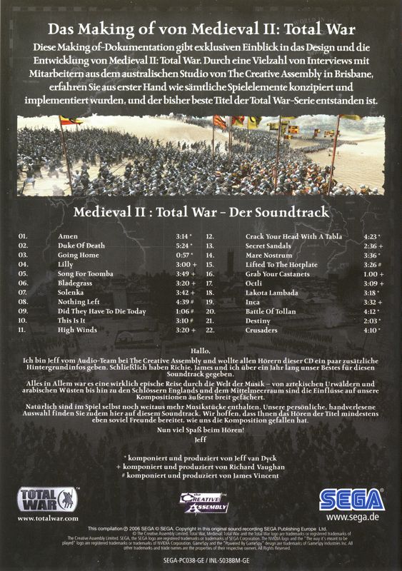 Extras for Medieval II: Total War (Collector's Edition) (Windows) (Cuboid Slipbox): Bonus Keep Case - Back