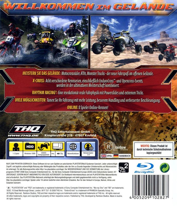 Back Cover for MX vs. ATV: Untamed (PlayStation 3)