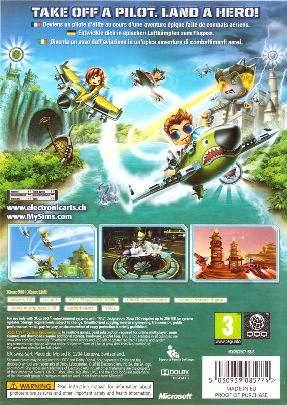 Back Cover for MySims: SkyHeroes (Xbox 360)