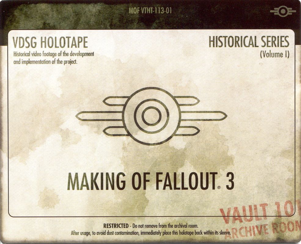 Extras for Fallout 3 (Collector's Edition) (PlayStation 3): Making of Fallout 3 - Sleeve - Front