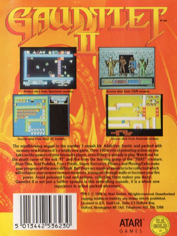 Back Cover for Gauntlet II (Amstrad CPC)