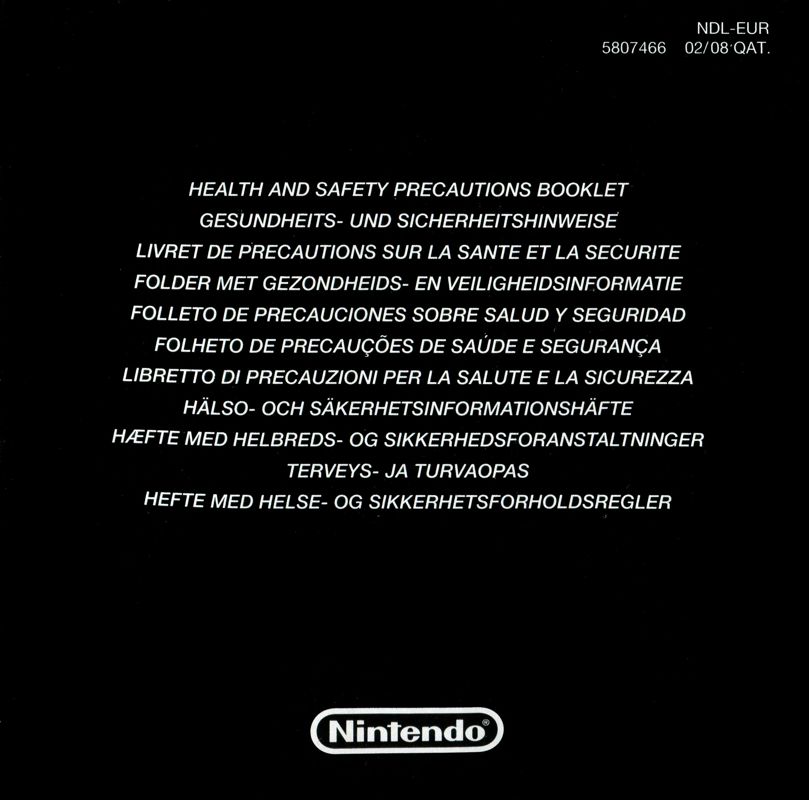Extras for Telly Addicts (Nintendo DS): Health and Safety Precautions Booklet - Front
