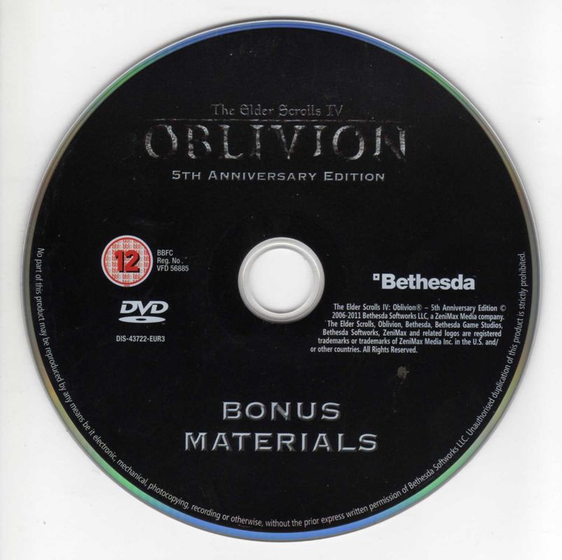 Extras for The Elder Scrolls IV: Oblivion - 5th Anniversary Edition (Xbox 360) (Classics release): Bonus disc