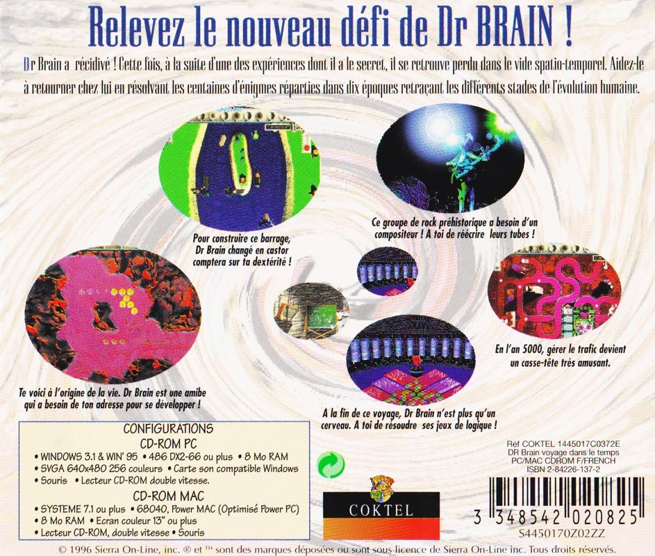 Back Cover for The Time Warp of Dr. Brain (Macintosh and Windows and Windows 3.x)