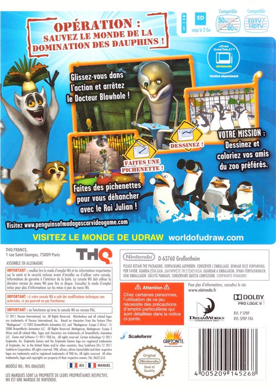 Back Cover for The Penguins of Madagascar: Dr. Blowhole Returns Again! (Wii)