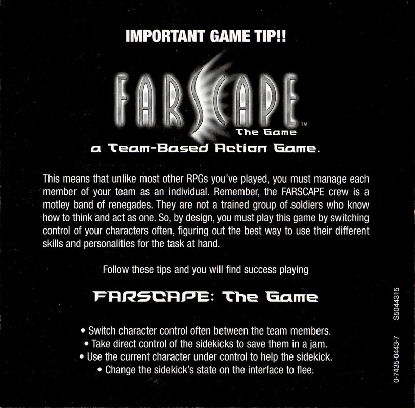 Other for Farscape: The Game (Windows): Jewel Case - Inlay