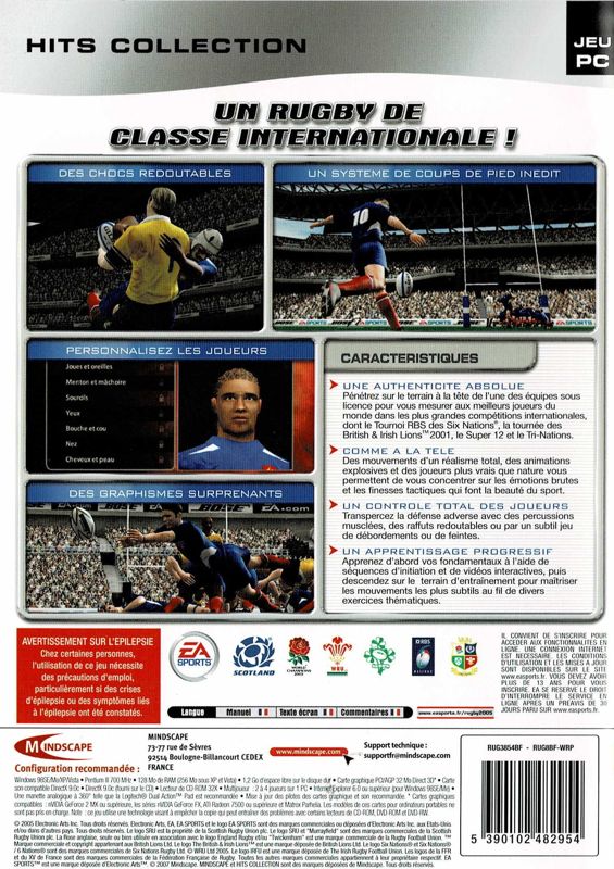 Other for Rugby 2005 (Windows) (Hits Collection release): Keep Case - Back