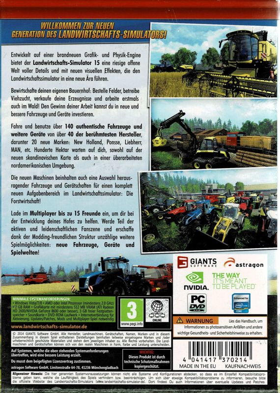 Back Cover for Farming Simulator 15: Collectors Edition (Windows)