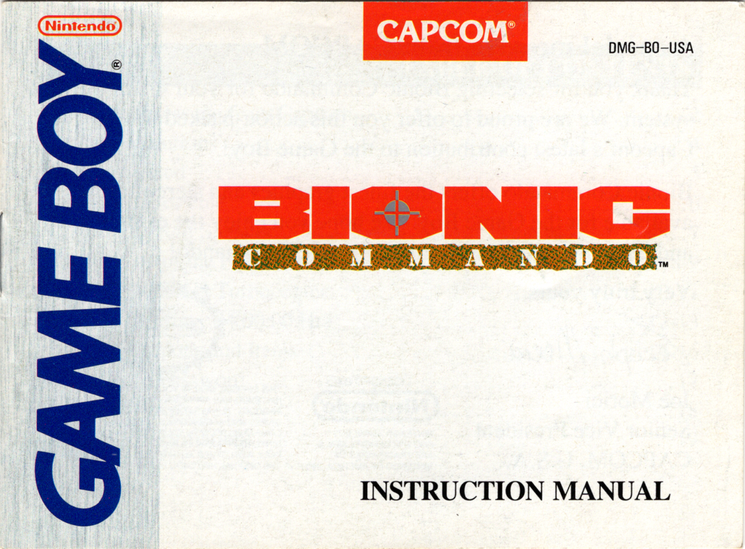 Manual for Bionic Commando (Game Boy): Front