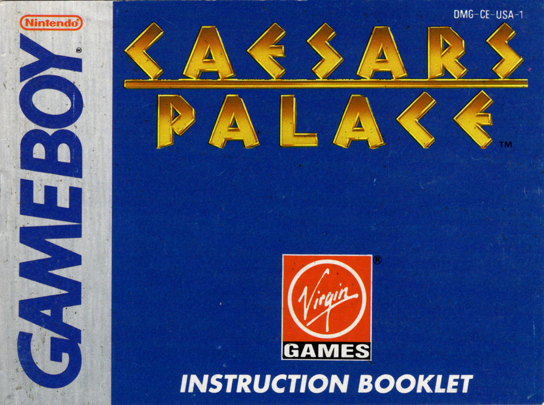 Manual for Caesars Palace (Game Boy): Front