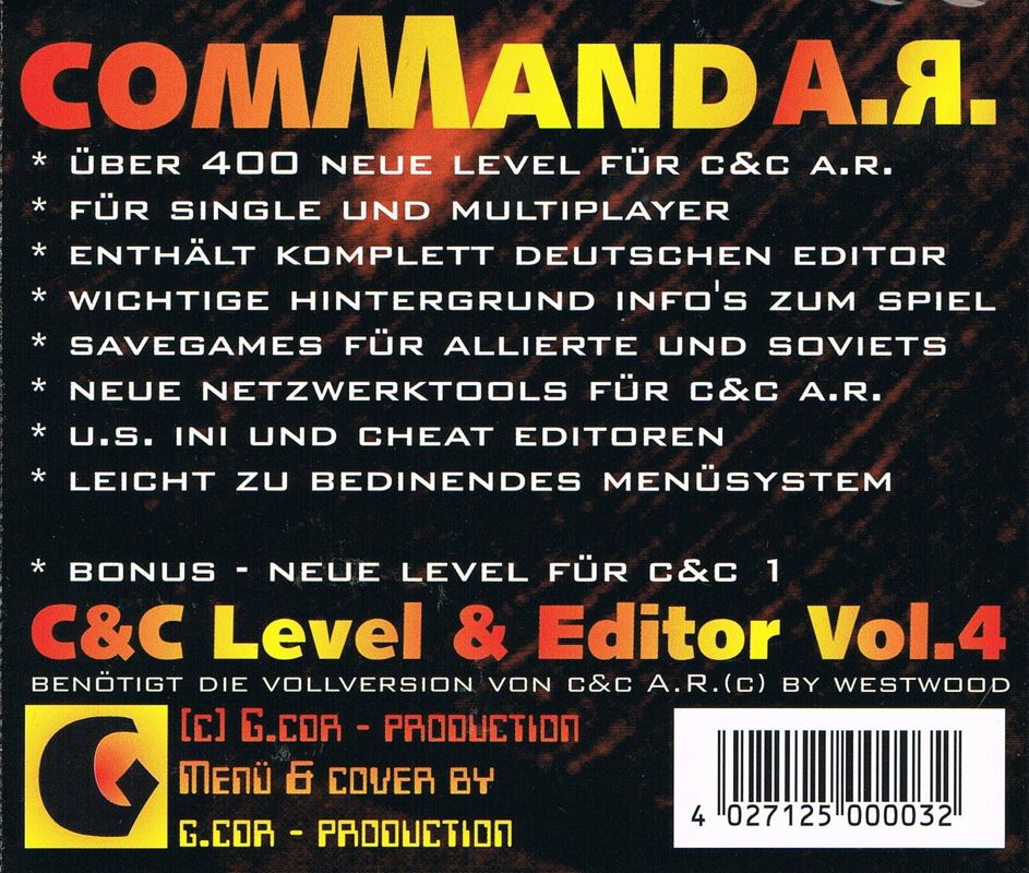 Back Cover for Command A.R.: C&C Level & Editor - Vol.4 (DOS)